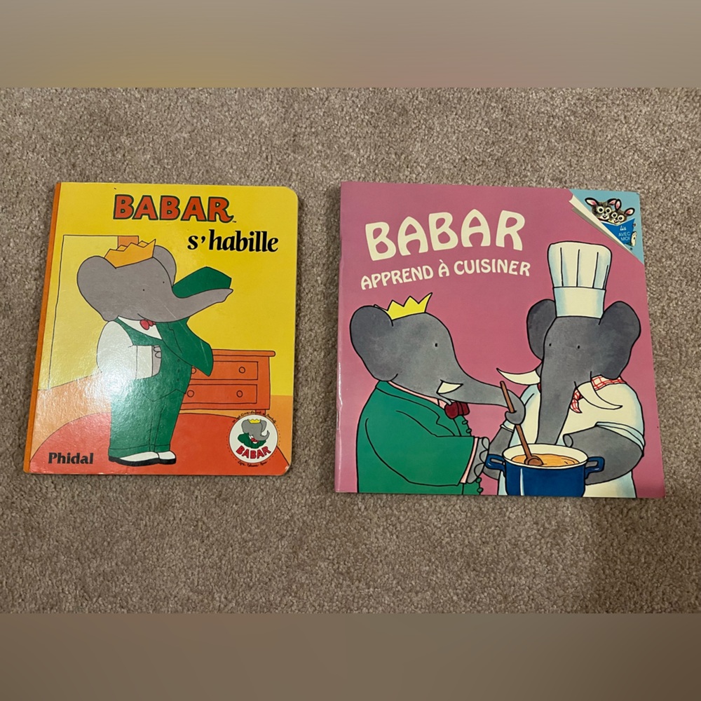 🌸2/20 Vintage Babar French Book Lot 1990 & 1992 Classic Series Children’s Books